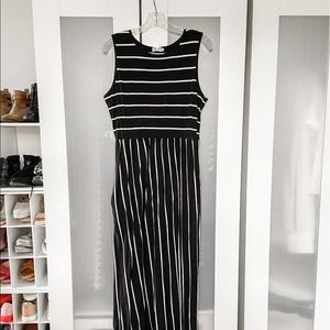 Black and white striped cotton maxi